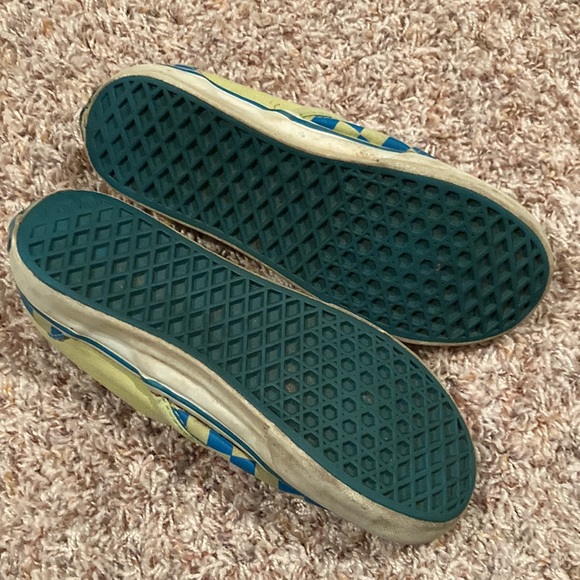 Vintage vans women’s slip on teal and green checkered shoes - Picture 3 of 7